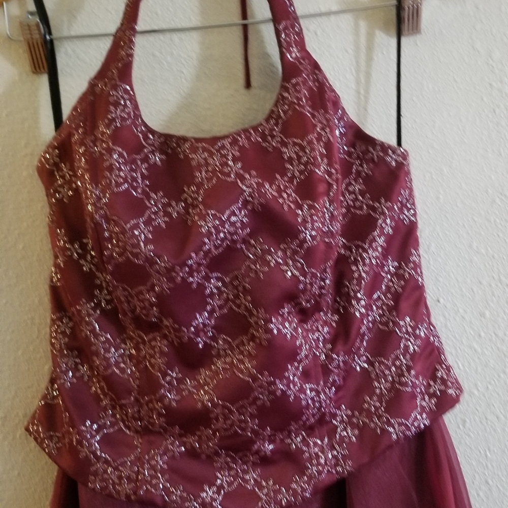 Poly USA Womens Burgundy Full Length Gown Size M - Picture 5 of 9